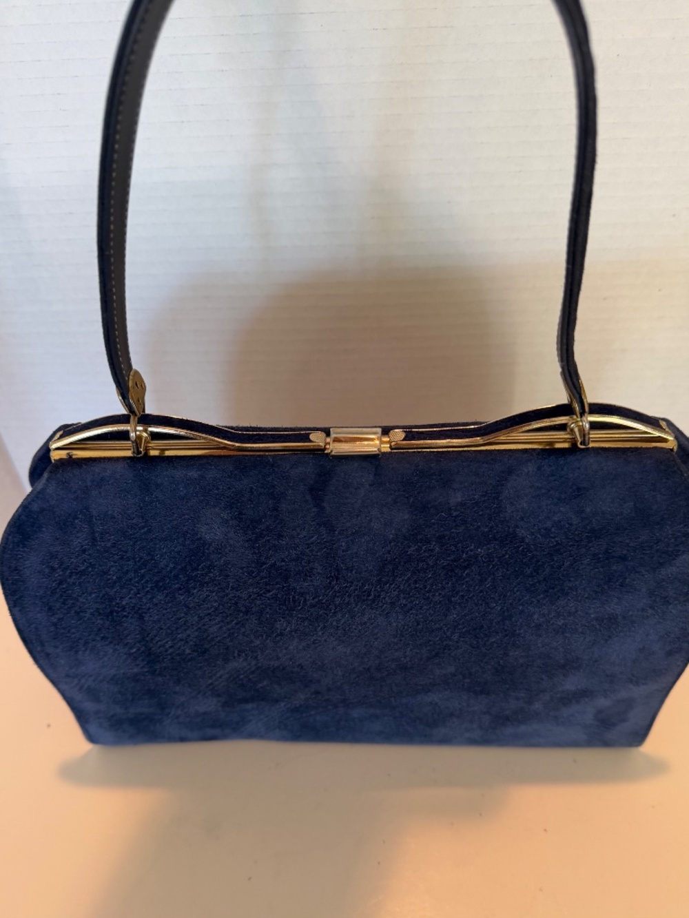 Vintage 1960’s Mar-Shel Suede Handbag Blue - Picture 4 of 14
